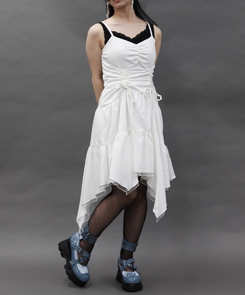 axes femme POETIQUE（アクシーズファムポエティック）の「ドロストデザインイレヘムワンピース（ワンピース・レディース・ブラック/ネイビー/ホワイト・MEDIUM）」の2枚目の写真