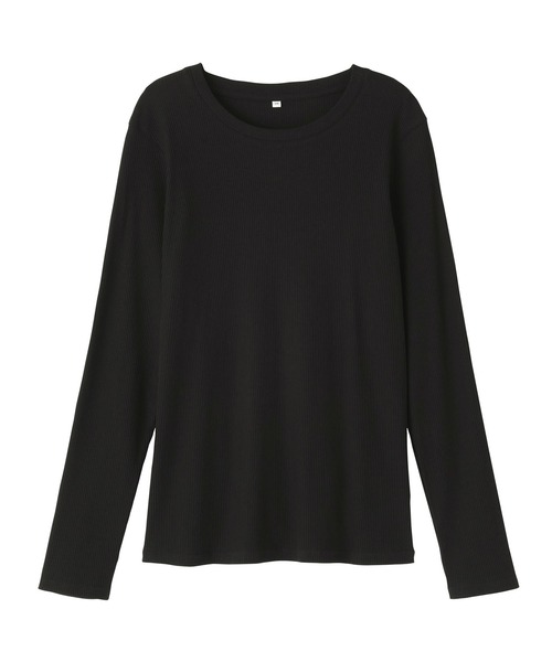 婦人 なめらかリブ編みクルーネック長袖Tシャツ（Tシャツ/カットソー
