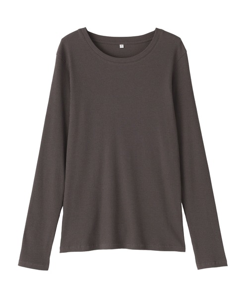 無印良品(ムジルシリョウヒン)の「婦人 なめらかリブ編みクルーネック長袖Tシャツ(Tシャツ/カットソー・レディース・オフホワイト/チャコールグレー/ライトグリーン/ブラウン/ブラック/ライトブルー・S/M/L/XL)」の18枚目の写真