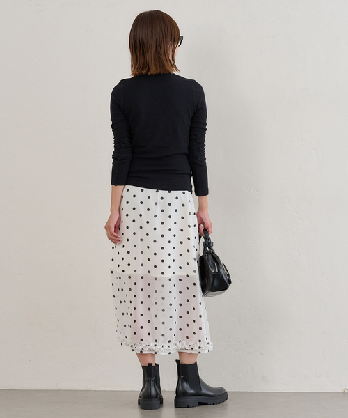 U by SPICK&SPAN（ユーバイスピックアンドスパン）の「ドットプリントシアーロングスカート（スカート・レディース・ホワイト・FREE）」の12枚目の写真