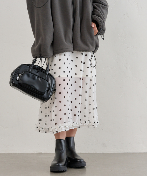 U by SPICK&SPAN（ユーバイスピックアンドスパン）の「ドットプリントシアーロングスカート（スカート・レディース・ホワイト・FREE）」の13枚目の写真