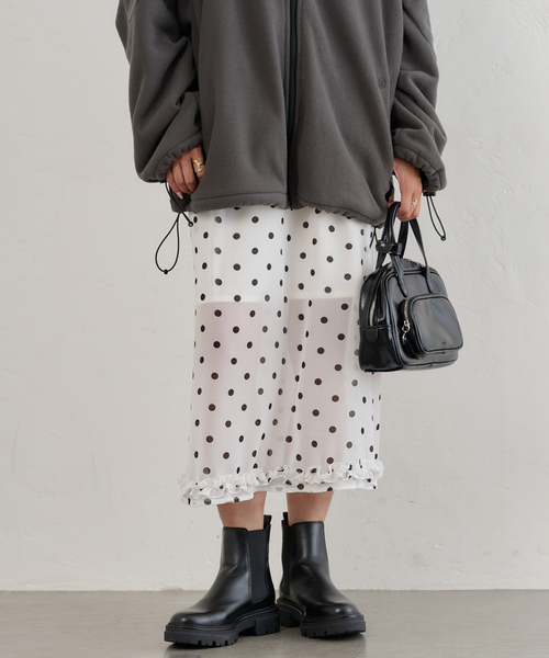 U by SPICK&SPAN（ユーバイスピックアンドスパン）の「ドットプリントシアーロングスカート（スカート・レディース・ホワイト・FREE）」の15枚目の写真