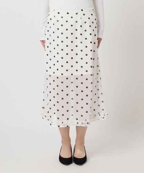 U by SPICK&SPAN（ユーバイスピックアンドスパン）の「ドットプリントシアーロングスカート（スカート・レディース・ホワイト・FREE）」の20枚目の写真
