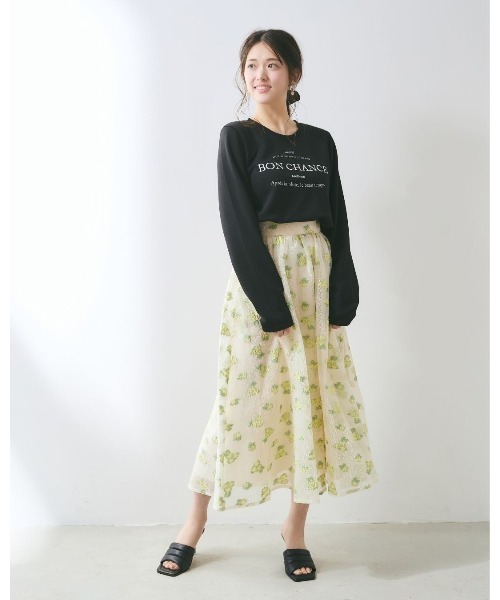 LANTINAM(ランティナム)の「カレッジロゴロングスリーブTシャツ(Tシャツ/カットソー・レディース・ホワイト/ブラック・LARGE/MEDIUM)」の5枚目の写真