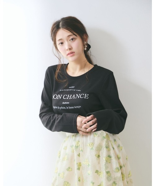 LANTINAM(ランティナム)の「カレッジロゴロングスリーブTシャツ(Tシャツ/カットソー・レディース・ホワイト/ブラック・LARGE/MEDIUM)」の7枚目の写真