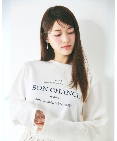 LANTINAM(ランティナム)の「カレッジロゴロングスリーブTシャツ(Tシャツ/カットソー・レディース・ホワイト/ブラック・LARGE/MEDIUM)」の4枚目の写真