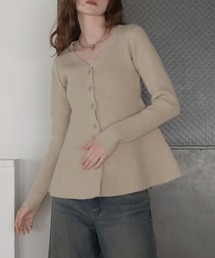 Mili affinity | ペプラムVネックリブニットカーディガン(ニット/セーター)