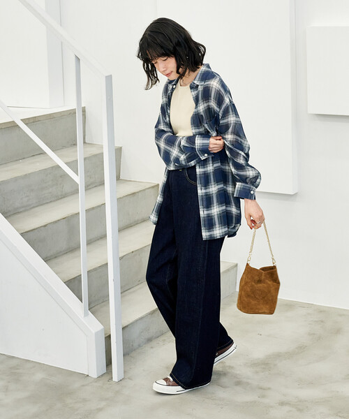 FREAK'S STORE(フリークスストア)の「チェックシアーシャツ(シャツ/ブラウス・レディース・ブラック/ネイビー/レッド・フリ-)」の7枚目の写真