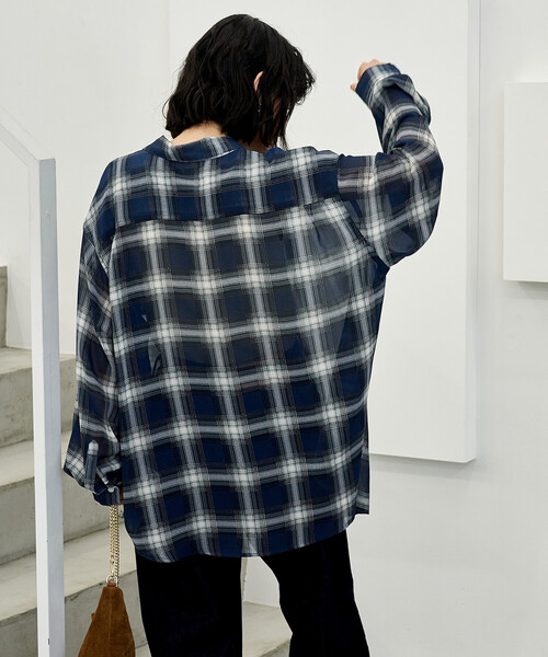 FREAK'S STORE(フリークスストア)の「チェックシアーシャツ(シャツ/ブラウス・レディース・ブラック/ネイビー/レッド・フリ-)」の10枚目の写真