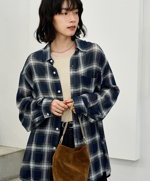 FREAK'S STORE(フリークスストア)の「チェックシアーシャツ(シャツ/ブラウス・レディース・ブラック/ネイビー/レッド・フリ-)」の12枚目の写真