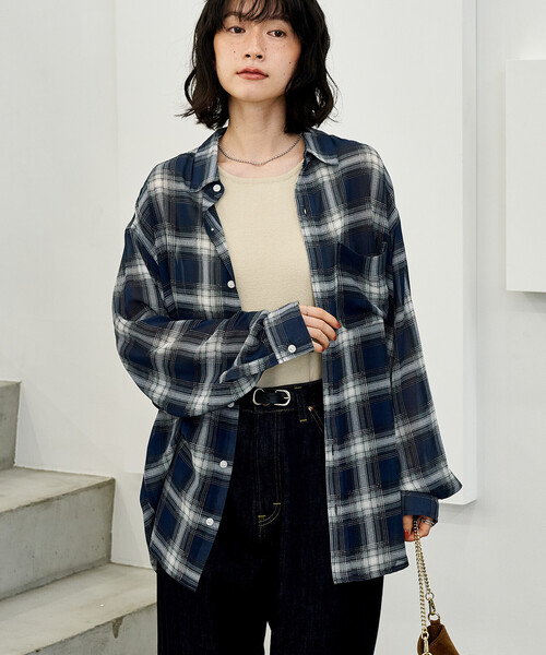 FREAK'S STORE(フリークスストア)の「チェックシアーシャツ(シャツ/ブラウス・レディース・ブラック/ネイビー/レッド・フリ-)」の13枚目の写真