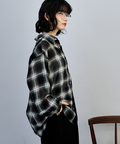 FREAK'S STORE(フリークスストア)の「チェックシアーシャツ(シャツ/ブラウス・レディース・ブラック/ネイビー/レッド・フリ-)」の20枚目の写真