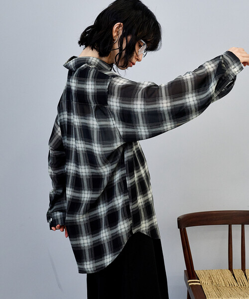 FREAK'S STORE(フリークスストア)の「チェックシアーシャツ(シャツ/ブラウス・レディース・ブラック/ネイビー/レッド・フリ-)」の21枚目の写真