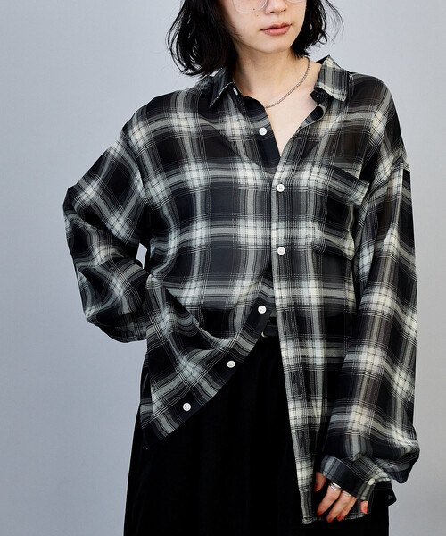 FREAK'S STORE(フリークスストア)の「チェックシアーシャツ(シャツ/ブラウス・レディース・ブラック/ネイビー/レッド・フリ-)」の22枚目の写真