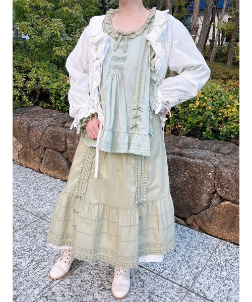 PINK HOUSE（ピンクハウス）の「タブリエ付きワンピース（ワンピース・レディース・ホワイト/ライトグリーン/ピンク/レッド・フリー）」の5枚目の写真