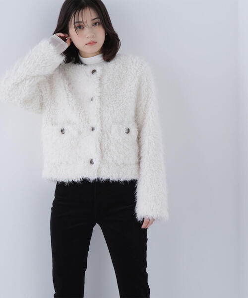 NATURAL BEAUTY BASIC(ナチュラルビューティーベーシック)の「◇【Oggi掲載】カーリーフェイクファージャケット(その他アウター・レディース・ベージュ/オフホワイト・SMALL/MEDIUM)」の6枚目の写真