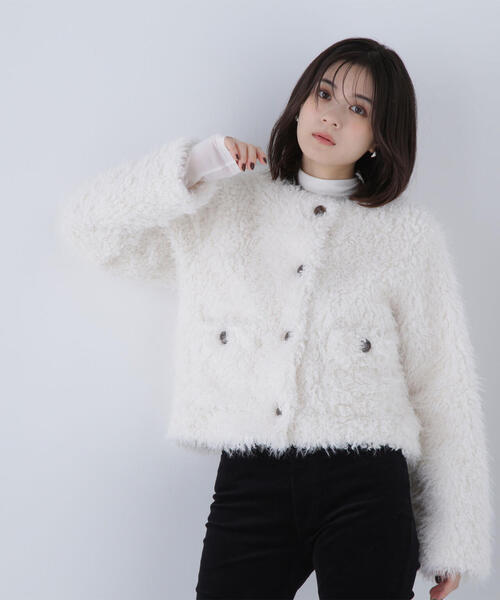 NATURAL BEAUTY BASIC(ナチュラルビューティーベーシック)の「◇【Oggi掲載】カーリーフェイクファージャケット(その他アウター・レディース・ベージュ/オフホワイト・SMALL/MEDIUM)」の8枚目の写真