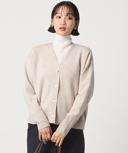 セール】ウール スムース Vネック カーディガン ウォッシャブル