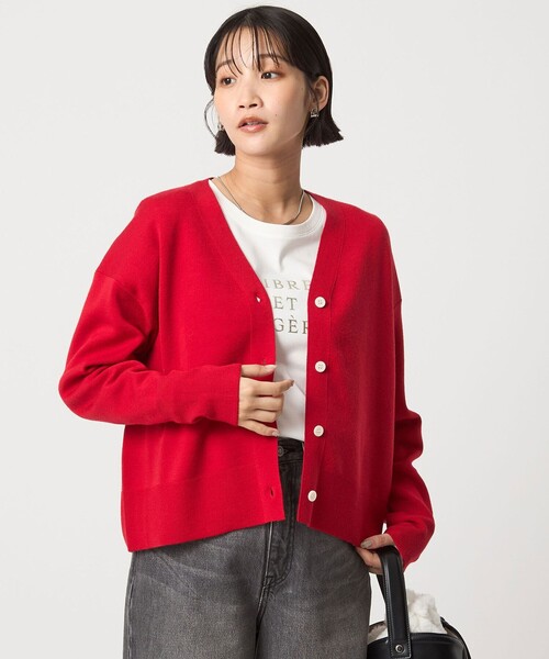 セール】ウール スムース Vネック カーディガン ウォッシャブル