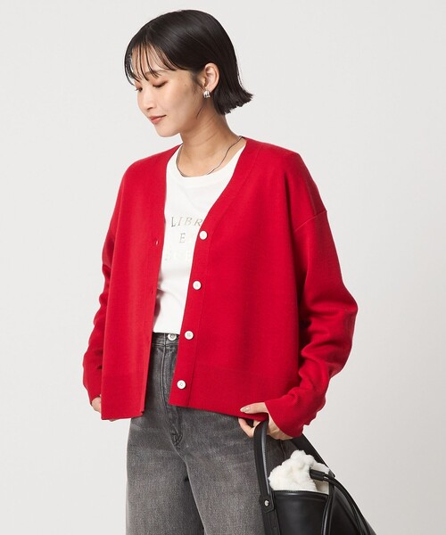 ウール スムース Vネック カーディガン ウォッシャブル（カーディガン