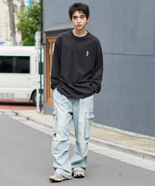BEN DAVIS（ベンデイビス）の「∴WEGO/BENDAVIS別注ワンポイントロンT（Tシャツ/カットソー・メンズ・ホワイト/ネイビー/アッシュグレー/ブラック・MEDIUM/LARGE）」の7枚目の写真