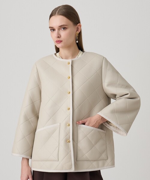 ANAYI（アナイ）の「フェイクムートンキルティングコート（トレンチコート・レディース・アイボリー/ブラック・34/36/38）」の2枚目の写真