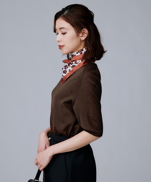 UNTITLED（アンタイトル）の「【アンサンブル可/六分袖/洗える】ウールシルクニット（ニット/セーター・レディース・ブラック/ブラウン系その他/レッド系1/キャメル/グレー・00/02/04/44/48）」の21枚目の写真