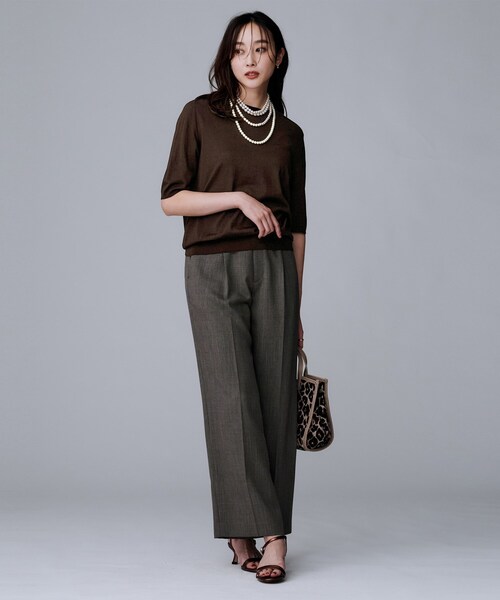 UNTITLED（アンタイトル）の「【アンサンブル可/六分袖/洗える】ウールシルクニット（ニット/セーター・レディース・ブラック/ブラウン系その他/レッド系1/キャメル/グレー・00/02/04/44/48）」の19枚目の写真