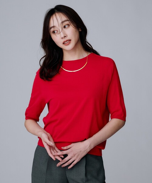 UNTITLED（アンタイトル）の「【アンサンブル可/六分袖/洗える】ウールシルクニット（ニット/セーター・レディース・ブラック/ブラウン系その他/レッド系1/キャメル/グレー・00/02/04/44/48）」の16枚目の写真