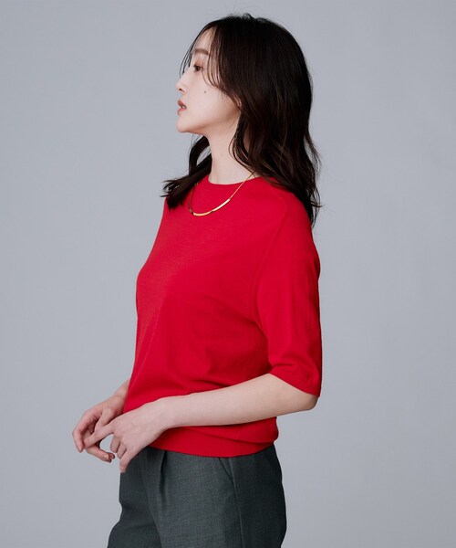 UNTITLED（アンタイトル）の「【アンサンブル可/六分袖/洗える】ウールシルクニット（ニット/セーター・レディース・ブラック/ブラウン系その他/レッド系1/キャメル/グレー・00/02/04/44/48）」の15枚目の写真