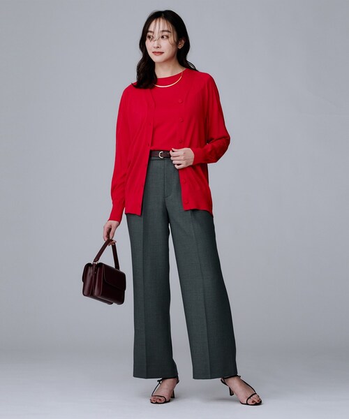 UNTITLED（アンタイトル）の「【アンサンブル可/六分袖/洗える】ウールシルクニット（ニット/セーター・レディース・ブラック/ブラウン系その他/レッド系1/キャメル/グレー・00/02/04/44/48）」の14枚目の写真