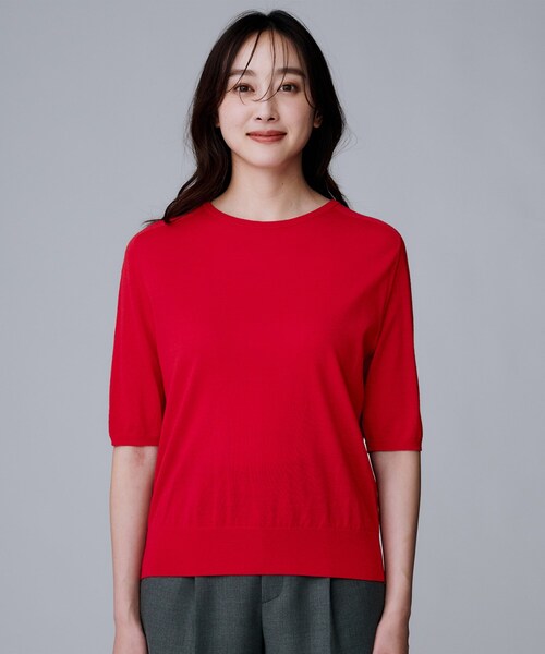 UNTITLED（アンタイトル）の「【アンサンブル可/六分袖/洗える】ウールシルクニット（ニット/セーター・レディース・ブラック/ブラウン系その他/レッド系1/キャメル/グレー・00/02/04/44/48）」の11枚目の写真