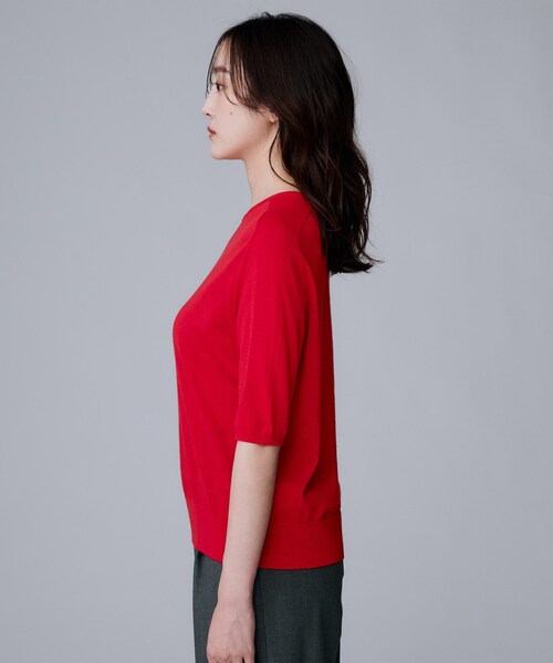 UNTITLED（アンタイトル）の「【アンサンブル可/六分袖/洗える】ウールシルクニット（ニット/セーター・レディース・ブラック/ブラウン系その他/レッド系1/キャメル/グレー・00/02/04/44/48）」の10枚目の写真