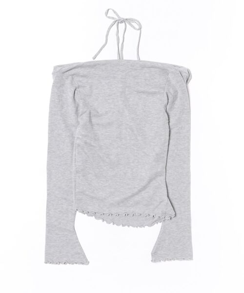 Lace Ladies(レースレディース)の「ホルターネック ドレープ レイヤード風 長袖 トップス(Tシャツ/カットソー・レディース・アイボリー/グレー/ブルー/オートミール/ピンク・FREE)」の6枚目の写真