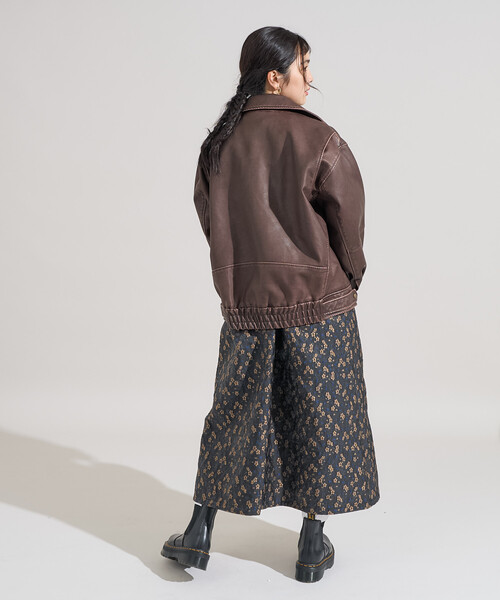 FREAK'S STORE（フリークスストア）の「ヴィンテージライク レザレット ダブルライダースジャケット（ライダースジャケット・レディース・ブラウン/ブラック・ﾌﾘ-）」の20枚目の写真