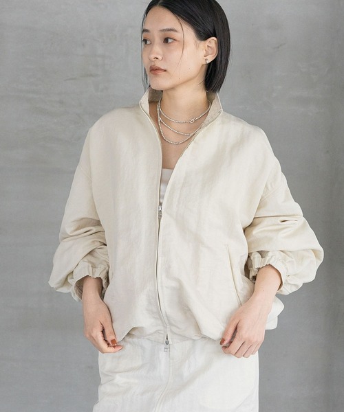 【今季商品・美品】yuni ナイロン バルーンスリーブ ブルゾン(現物写真追加) セットアップ対応】ナイロンバルーンブルゾン（ブルゾン）｜A