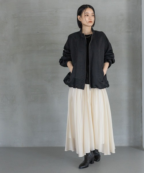 A part by（アパートバイ）の「【セットアップ対応】ナイロンバルーンブルゾン（ブルゾン・レディース・ブラック/ライトベージュ/カーキ・SMALL/MEDIUM）」の4枚目の写真