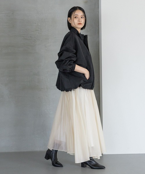 A part by（アパートバイ）の「【セットアップ対応】ナイロンバルーンブルゾン（ブルゾン・レディース・ブラック/ライトベージュ/カーキ・SMALL/MEDIUM）」の5枚目の写真