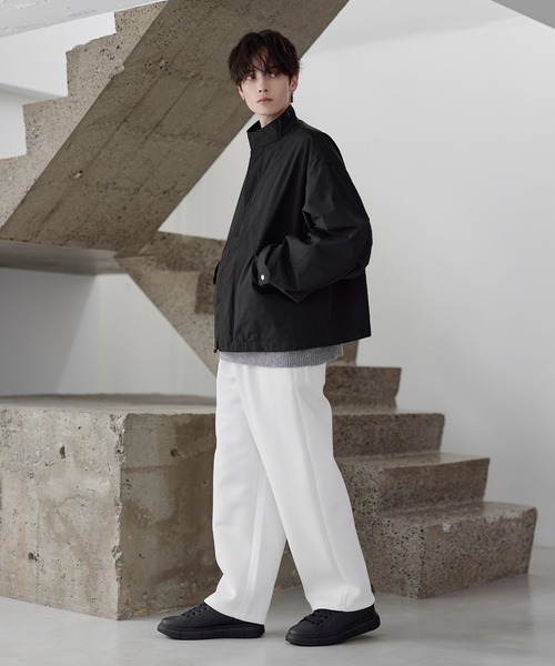 イージーケア】コットンポンチ2タックスウェットワイドパンツ