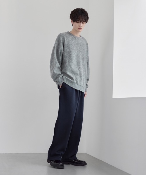 イージーケア】コットンポンチ2タックスウェットワイドパンツ