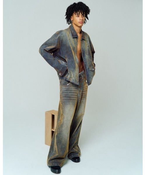 ADAM PATEK(アダムパテック)の「【ADAMPATEK/アダムパテック】velour dust wide pants ワイドパンツ(デニムパンツ・レディース・ブラウン/ブラック・1/2)」の8枚目の写真