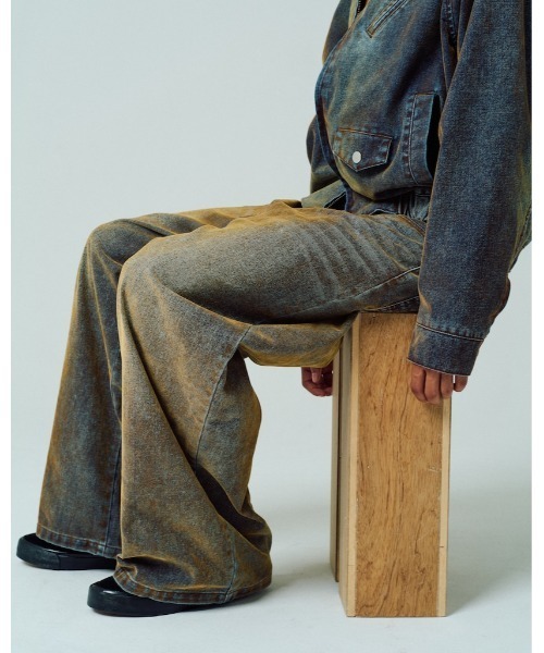 ADAM PATEK(アダムパテック)の「【ADAMPATEK/アダムパテック】velour dust wide pants ワイドパンツ(デニムパンツ・レディース・ブラウン/ブラック・1/2)」の10枚目の写真
