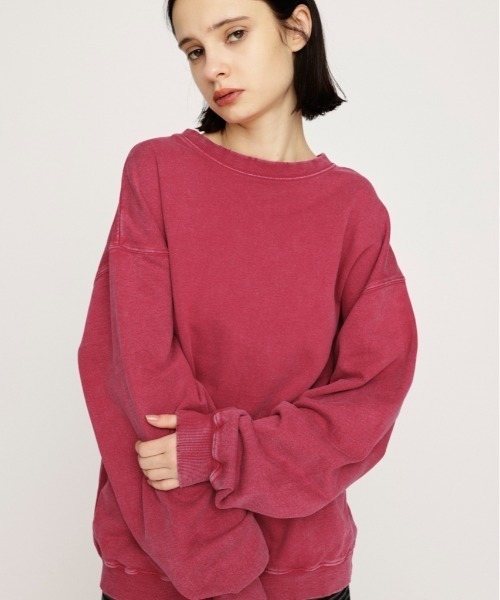 SLY AUTHENTIC OVER C／N SW トップス M/RED 新品 セール】AUTHENTIC OVER C/N SW TOPS オーセンティック オーバー