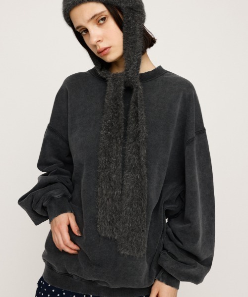 SLY（スライ）の「AUTHENTIC OVER C/N SW TOPS オーセンティック オーバー クルーネック スウェット トップス 秋服 冬服　トレーナー（スウェット・レディース・ブラック系その他2/ホワイト系その他2/レッド系その他・FREE）」の2枚目の写真