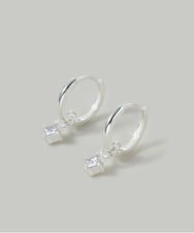 【金属アレルギー軽減】〈SV925〉1粒ワンタッチフープピアス