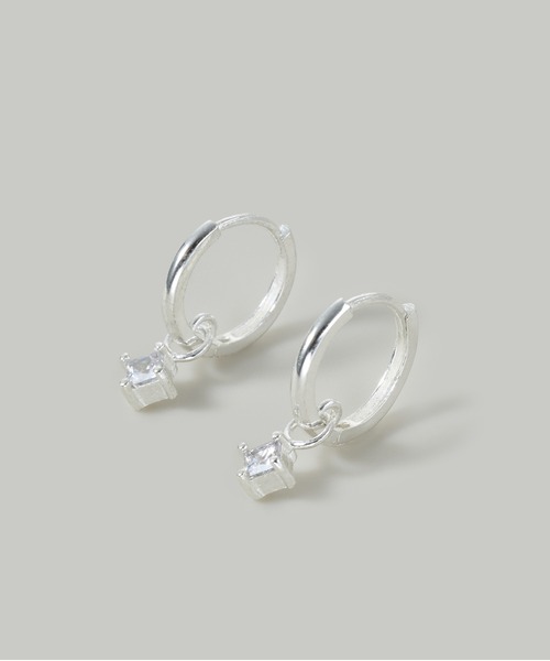 Jolie Toujours(ジョリトゥジュール)の「【金属アレルギー軽減】〈SV925〉1粒ワンタッチフープピアス(ピアス(両耳用)・レディース・シルバー・FREE)」の1枚目の写真