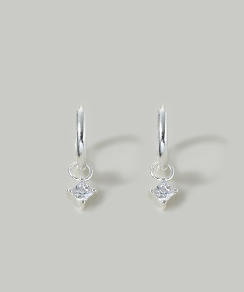Jolie Toujours(ジョリトゥジュール)の「【金属アレルギー軽減】〈SV925〉1粒ワンタッチフープピアス(ピアス(両耳用)・レディース・シルバー・FREE)」の2枚目の写真
