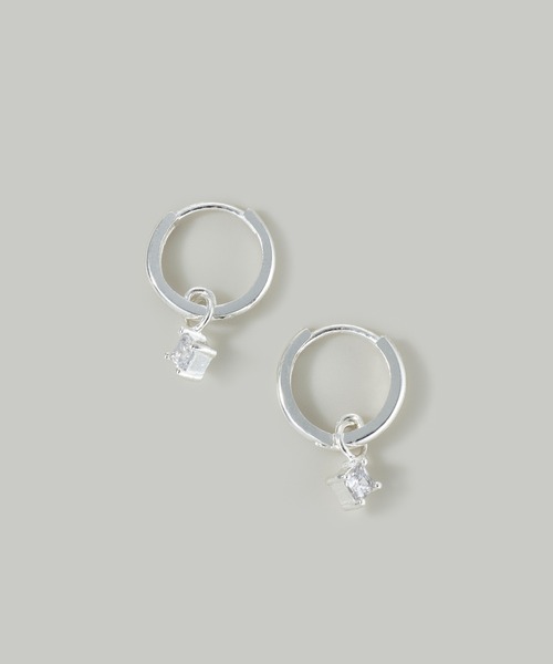 Jolie Toujours(ジョリトゥジュール)の「【金属アレルギー軽減】〈SV925〉1粒ワンタッチフープピアス(ピアス(両耳用)・レディース・シルバー・FREE)」の3枚目の写真