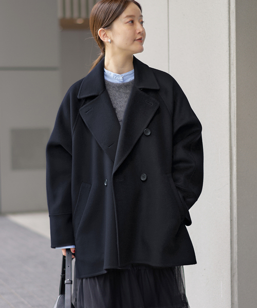 IENA(イエナ)の「《WEB限定/追加2》スーパー160ダブルフェイスショートコート(その他アウター・レディース・チャコールグレー/ネイビー・36/38)」の1枚目の写真