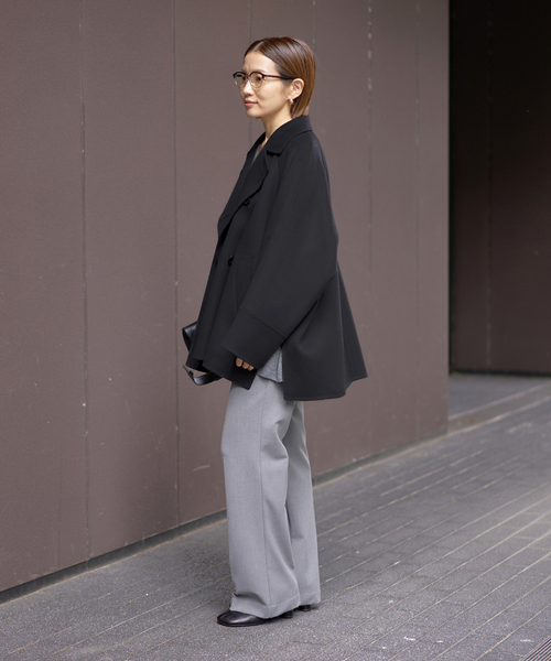 IENA(イエナ)の「《WEB限定/追加2》スーパー160ダブルフェイスショートコート(その他アウター・レディース・チャコールグレー/ネイビー・36/38)」の3枚目の写真